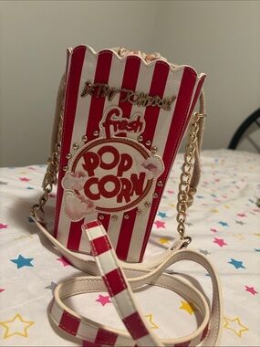Betsey Johnson Red & White Popcorn Tote Crossbody
